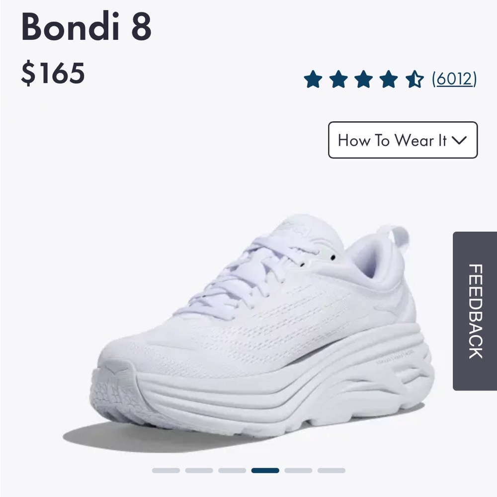 Hoka Women’s Bondi 8 sneaker size 8.5 US white / white